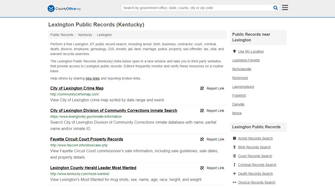 Public Records - Lexington, KY (Business, Criminal, GIS ...