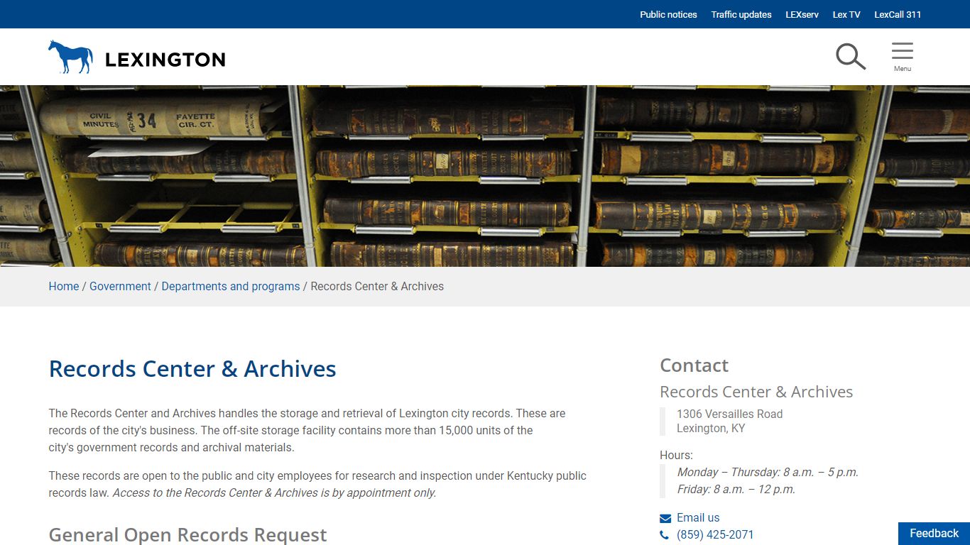Records Center & Archives - City of Lexington