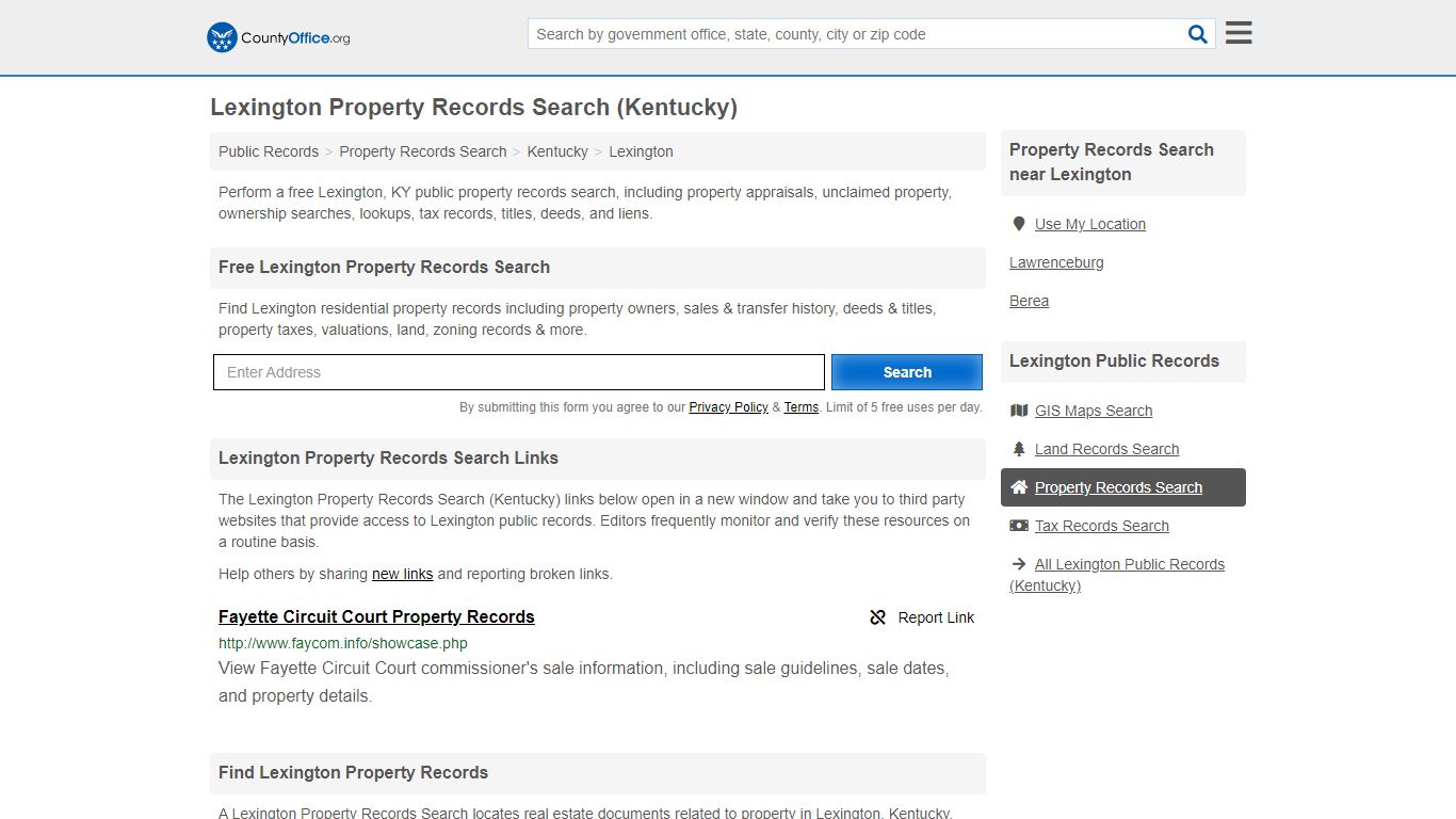 Property Records Search - Lexington, KY (Assessments ...
